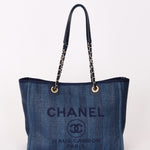 Chanel Small Raffia Deauville Tote Navy SHW