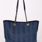 Chanel Small Raffia Deauville Tote Navy SHW