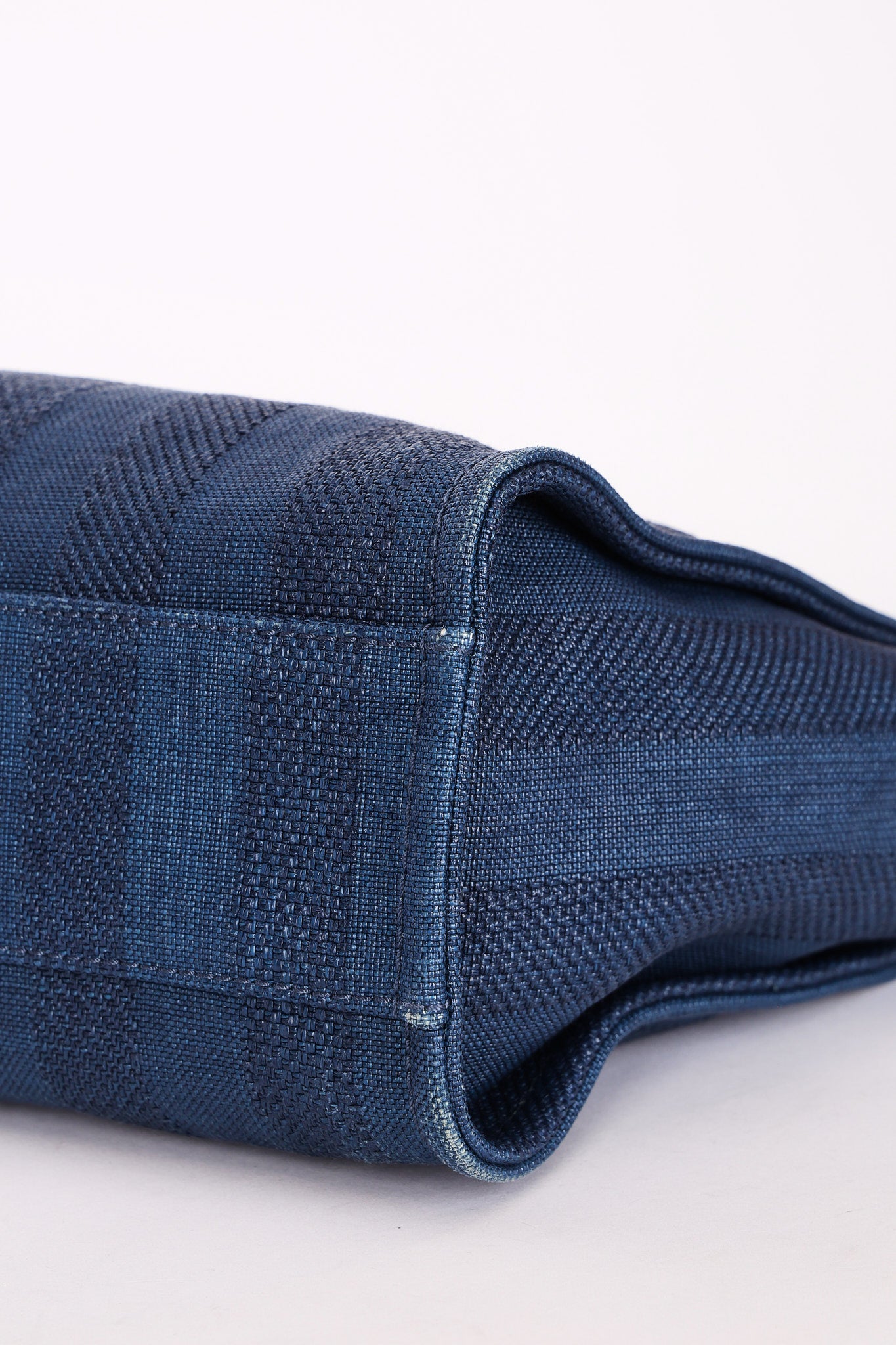 Chanel Small Raffia Deauville Tote Navy SHW