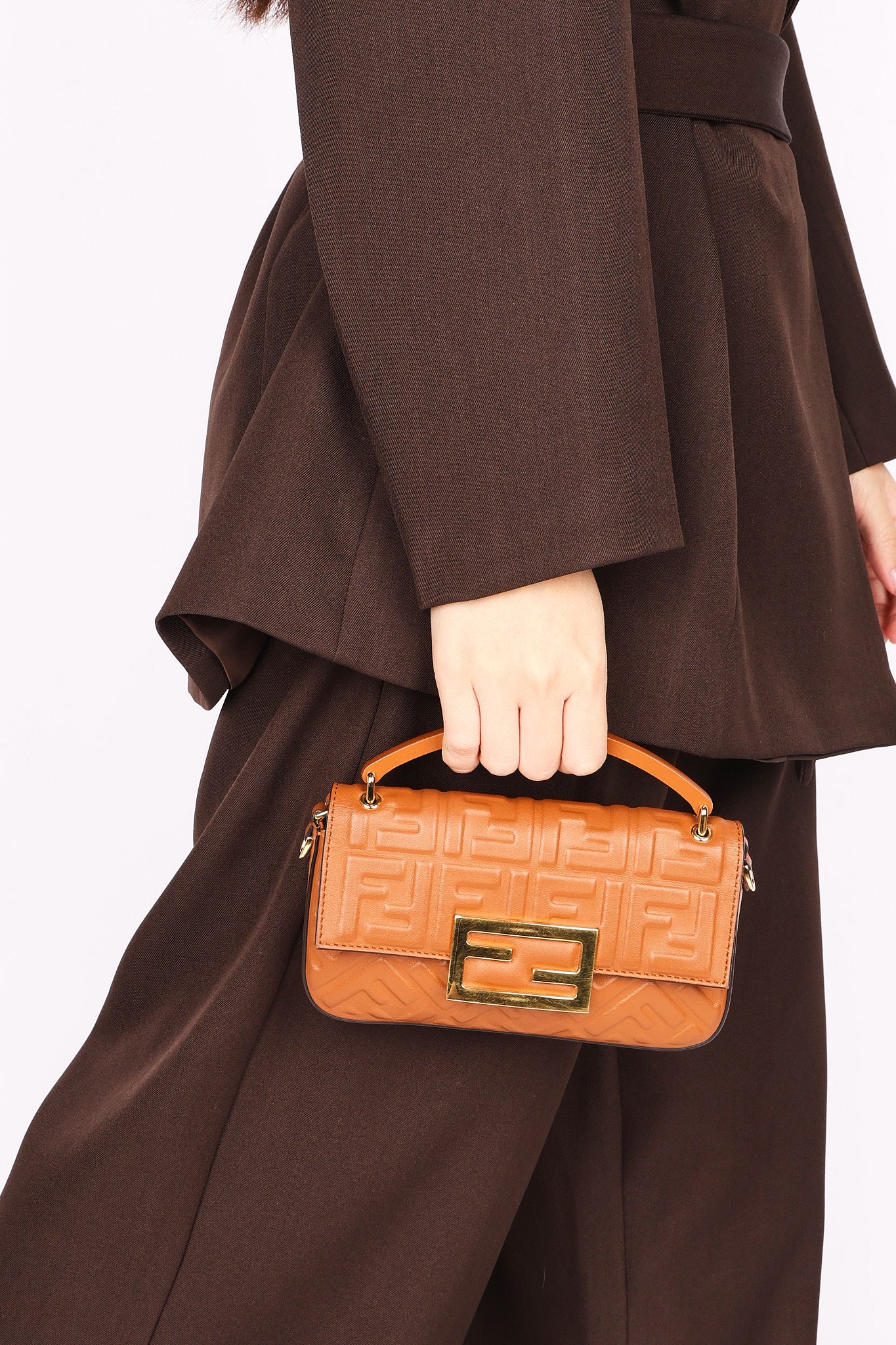 Fendi Mini Embossed Baguette Pouch