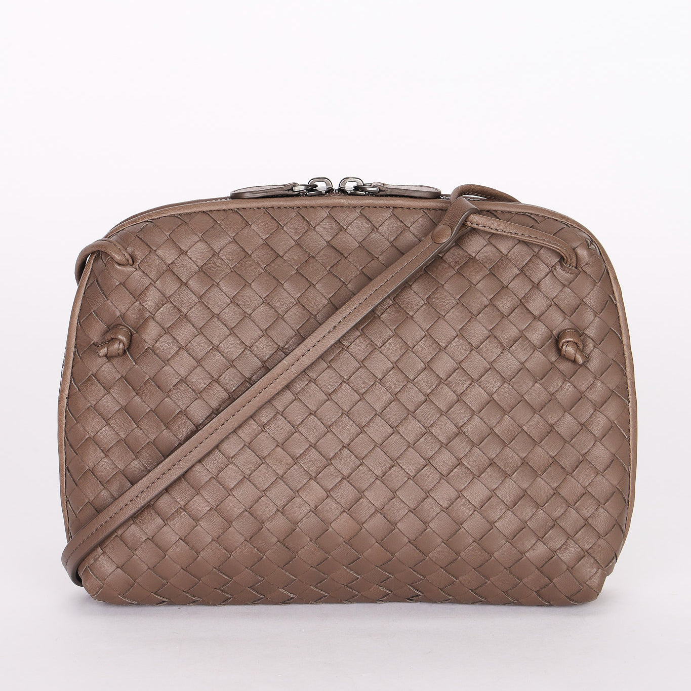 Bottega Veneta Intrecciato Nodini Shoulder Bag Taupe