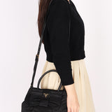 Prada Bow Top Handle Bag Black Nylon