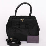 Prada Bow Top Handle Bag Black Nylon