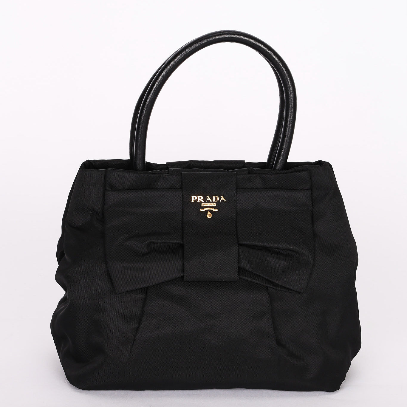 Prada Bow Top Handle Bag Black Nylon