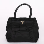 Prada Bow Top Handle Bag Black Nylon