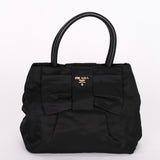 Prada Bow Top Handle Bag Black Nylon