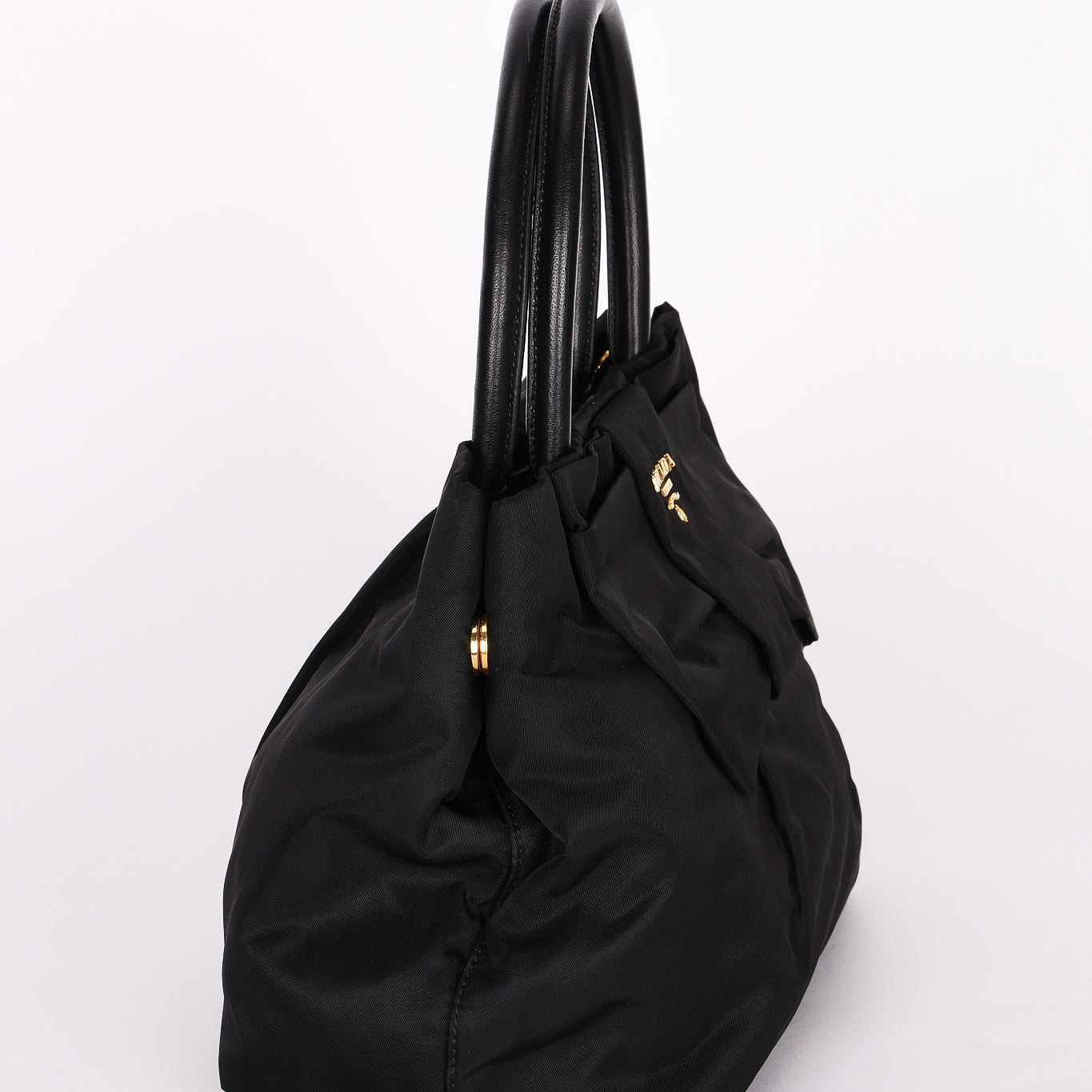 Prada Bow Top Handle Bag Black Nylon