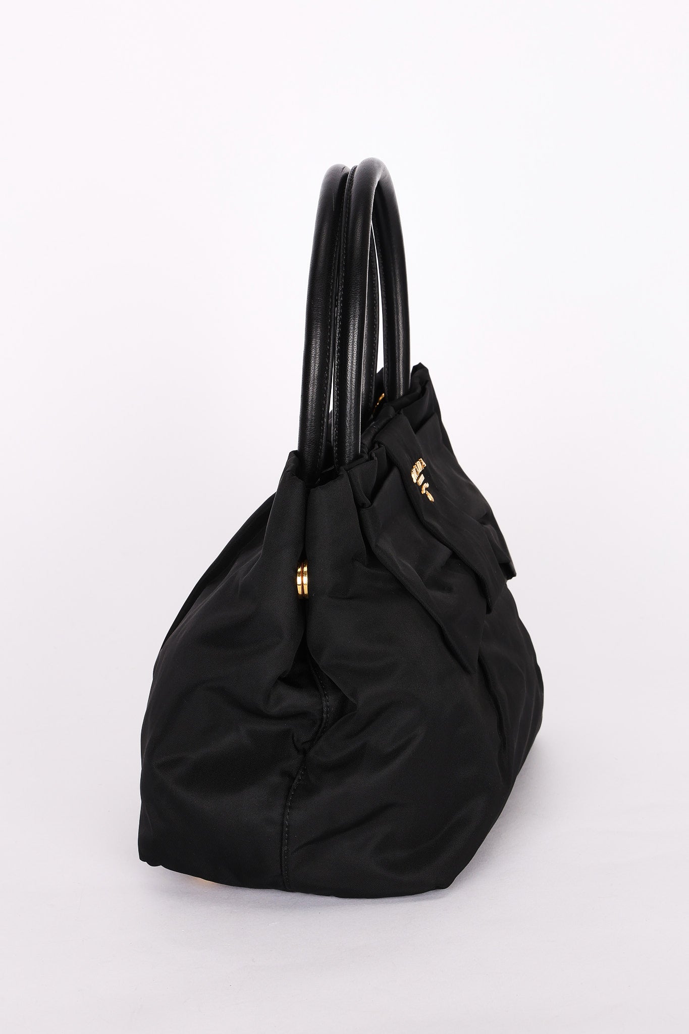 Prada Bow Top Handle Bag Black Nylon