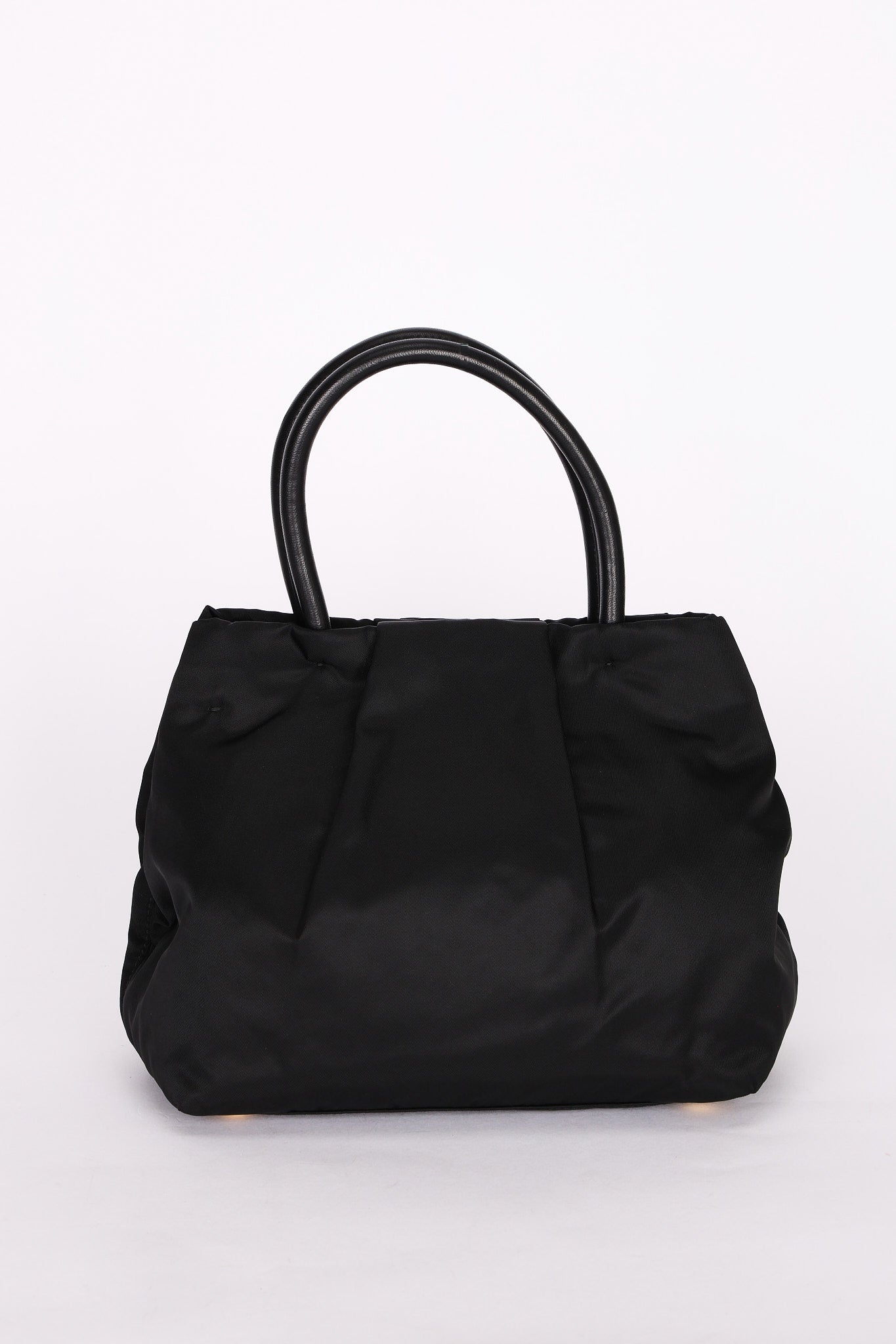Prada Bow Top Handle Bag Black Nylon