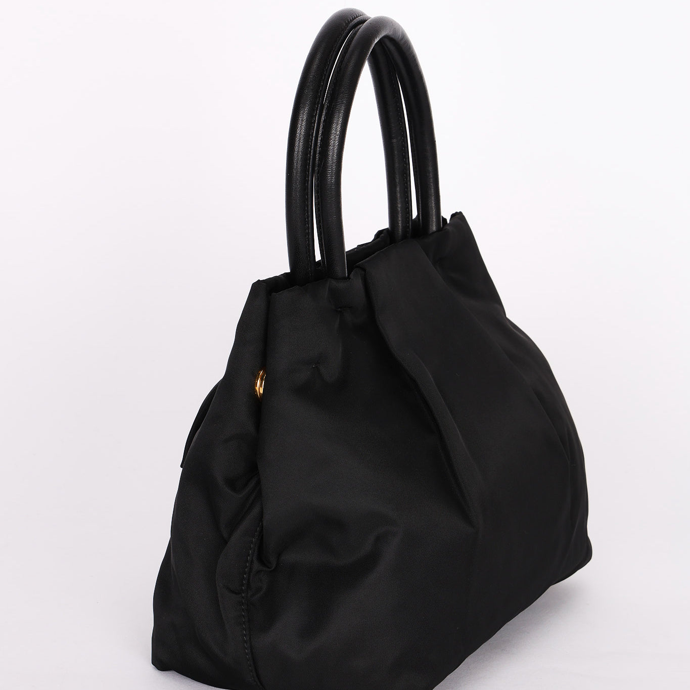 Prada Bow Top Handle Bag Black Nylon