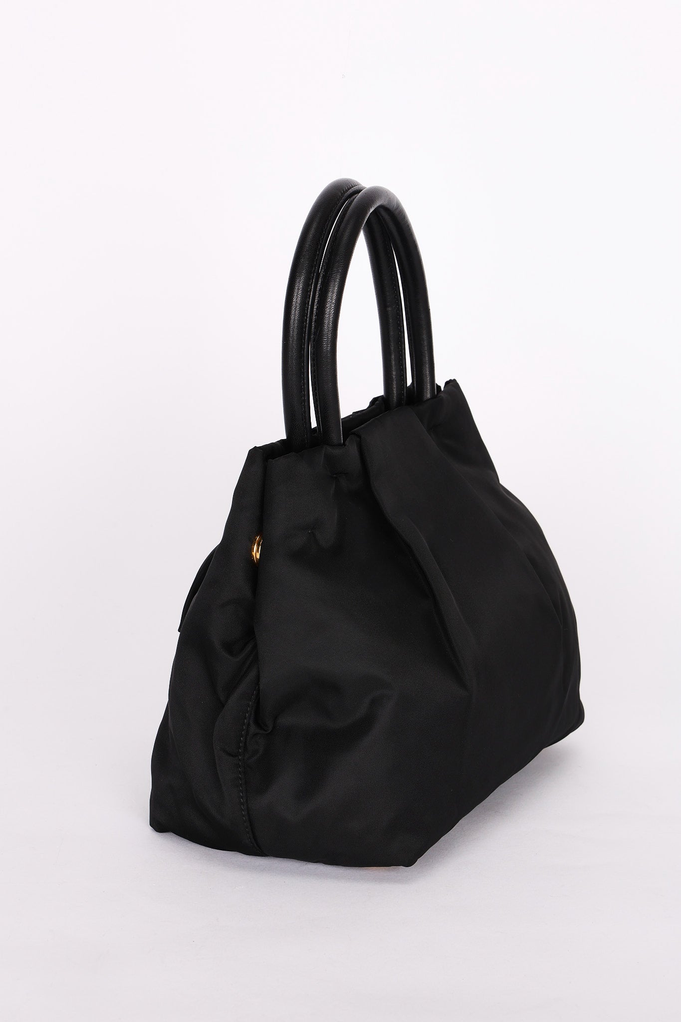 Prada Bow Top Handle Bag Black Nylon