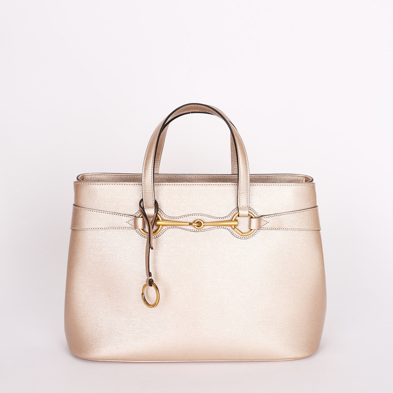 Gucci Bright Bit Convertible Tote Metallic Beige