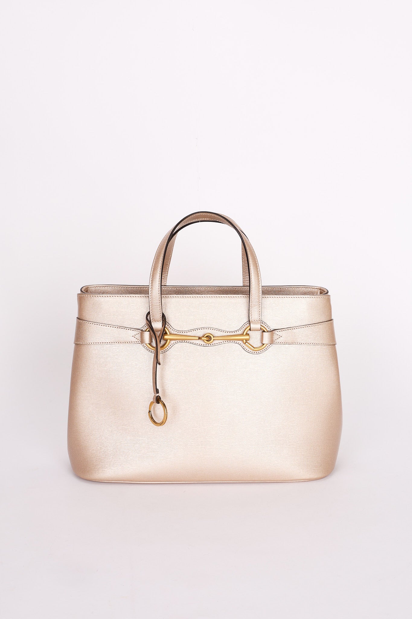 Gucci Bright Bit Convertible Tote Metallic Beige