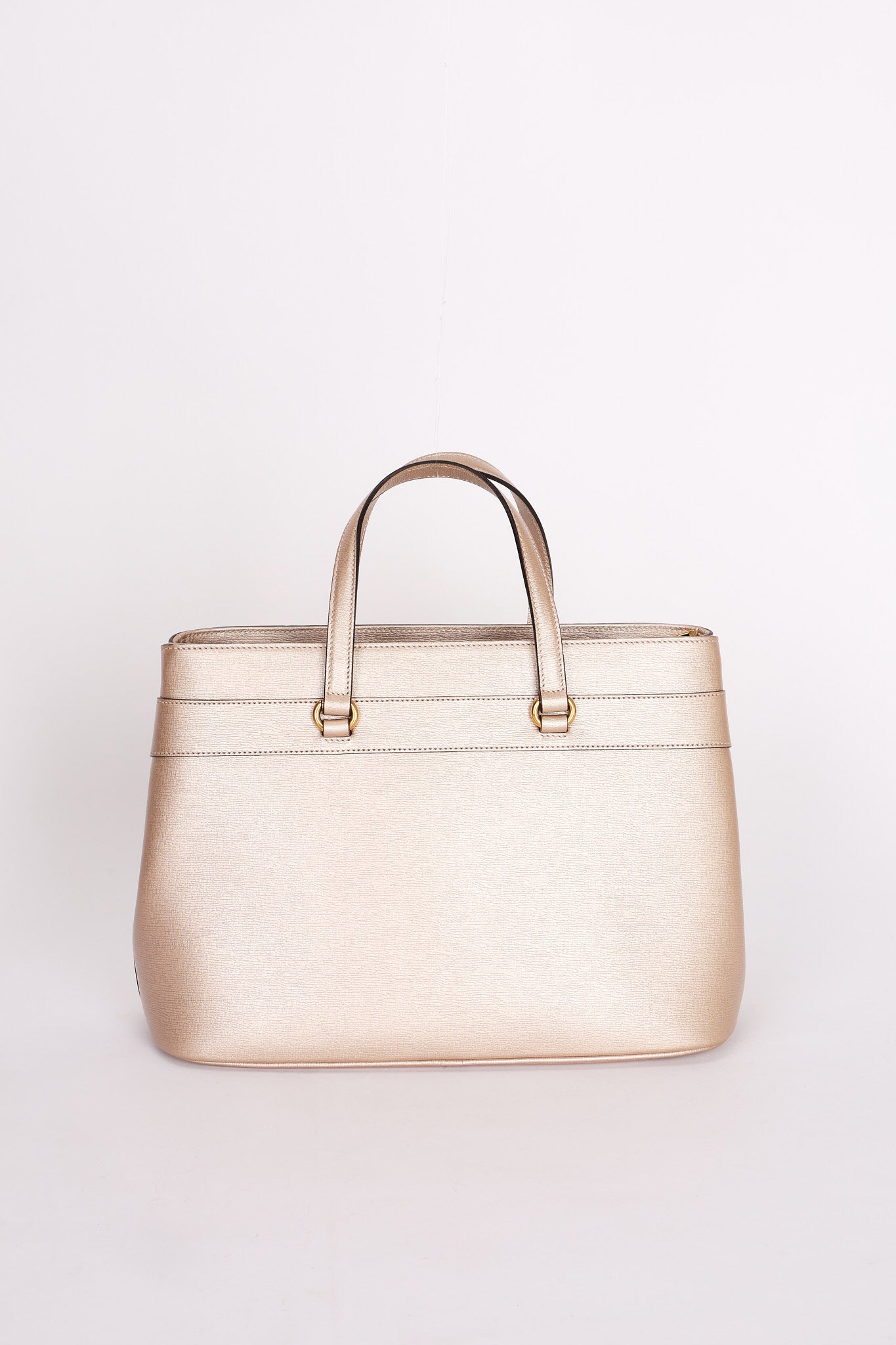 Gucci Bright Bit Convertible Tote Metallic Beige