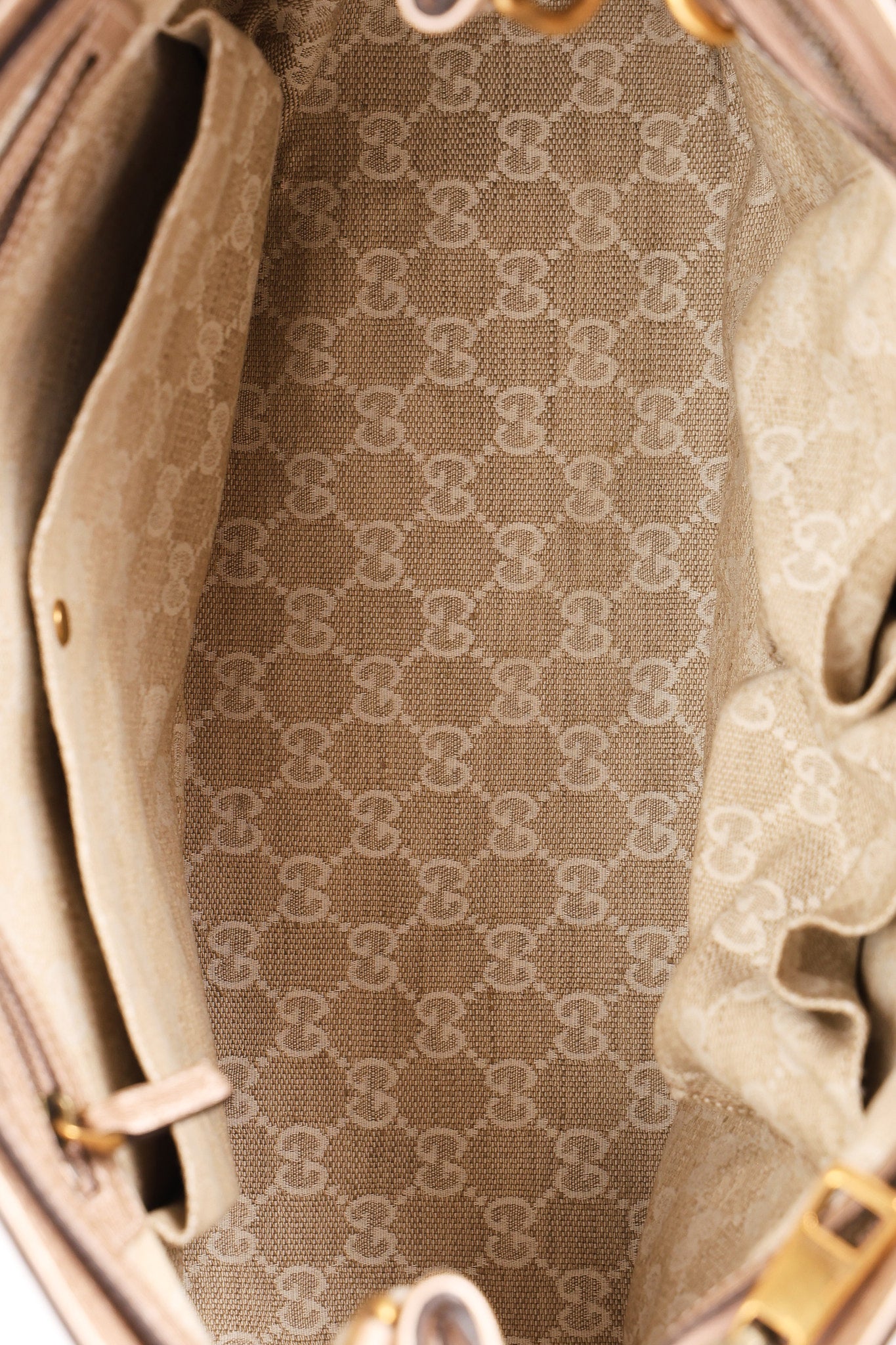 Gucci Bright Bit Convertible Tote Metallic Beige