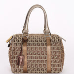 Fendi Zucchino Studded Boston Bag