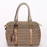 Fendi Zucchino Studded Boston Bag