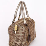 Fendi Zucchino Studded Boston Bag