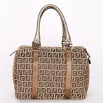 Fendi Zucchino Studded Boston Bag