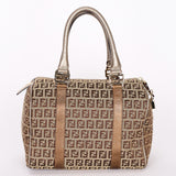 Fendi Zucchino Studded Boston Bag