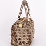 Fendi Zucchino Studded Boston Bag