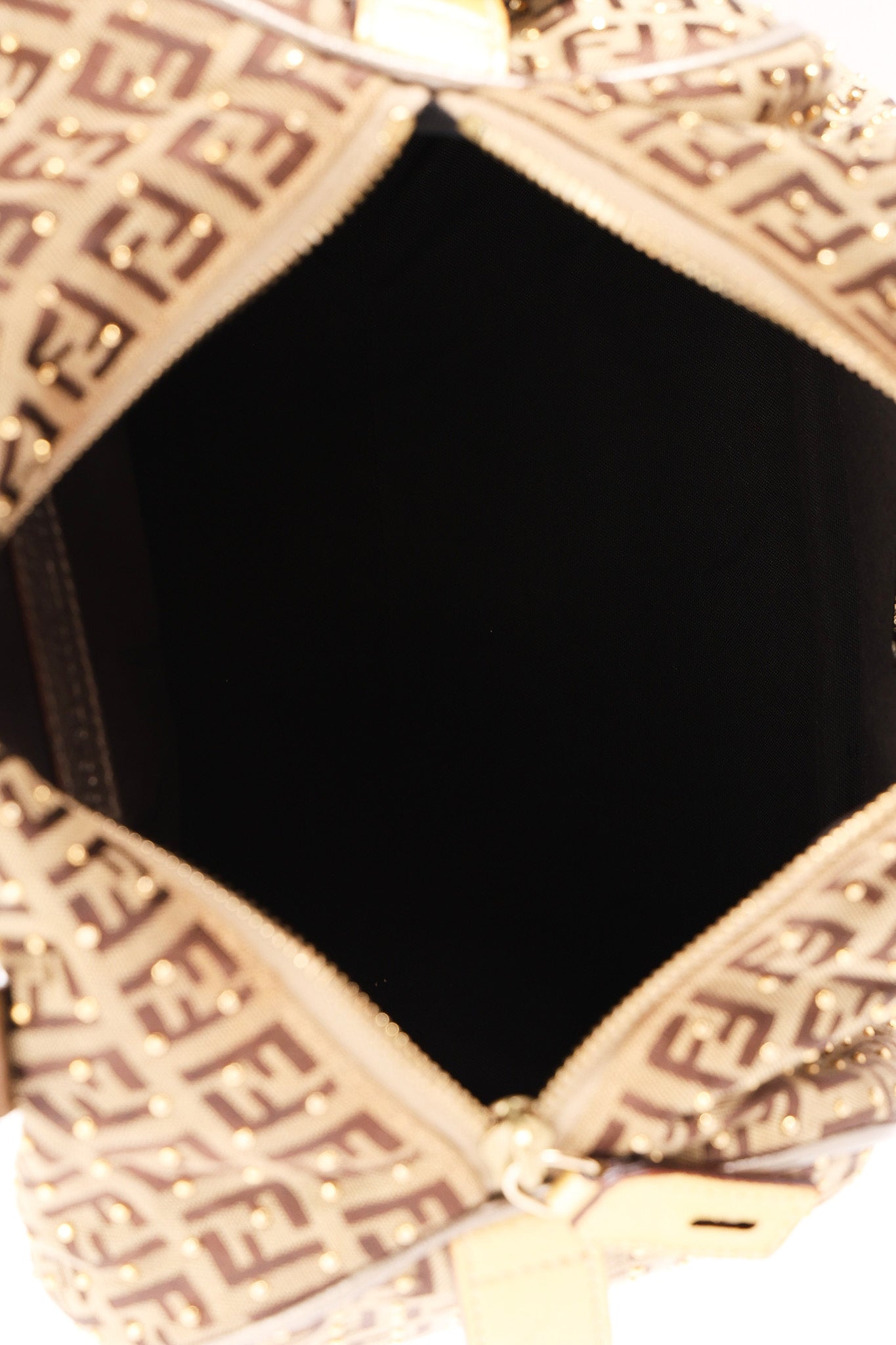 Fendi Zucchino Studded Boston Bag