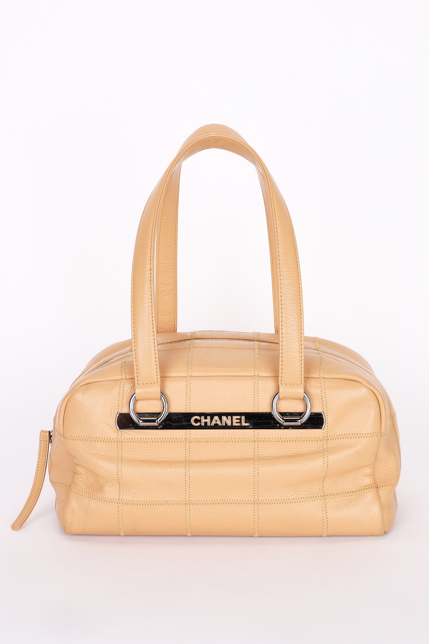 Chanel Chocolate Bar Shoulder Bag Beige Caviar DSHW