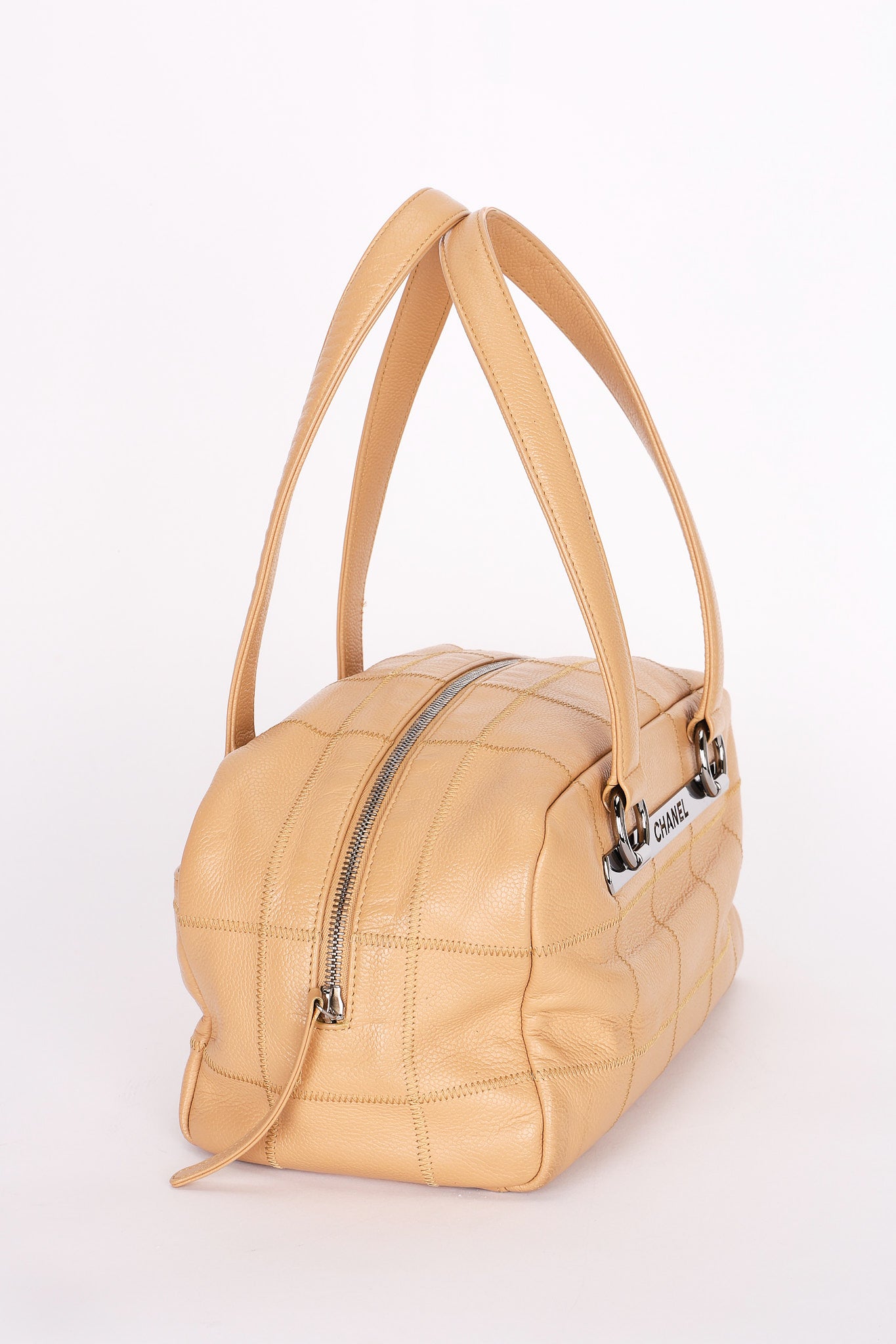 Chanel Chocolate Bar Shoulder Bag Beige Caviar DSHW