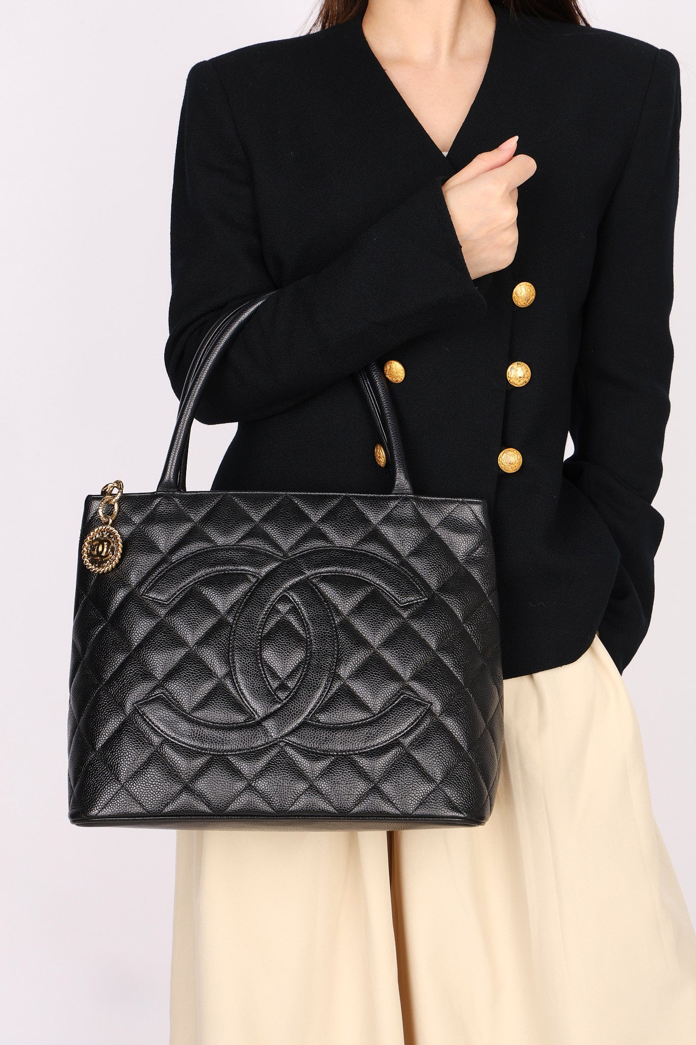 Chanel Timeless Medallion Tote Black Caviar AGHW