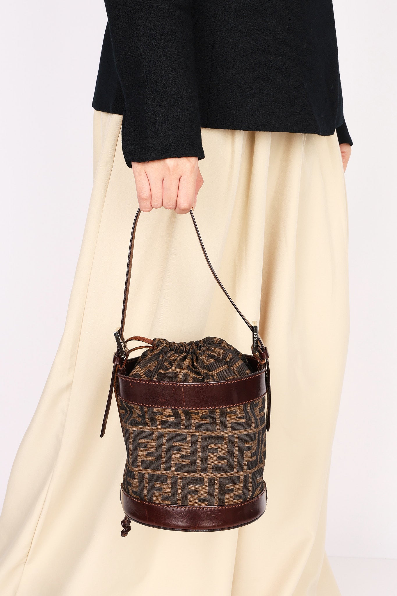 Fendi Zucca Drawstring Bucket Bag