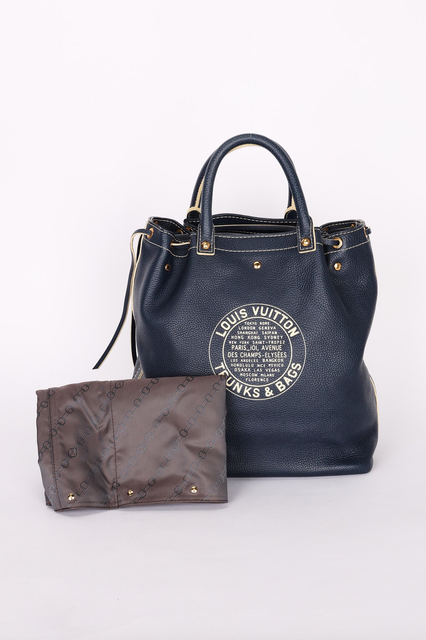 Louis Vuitton T&B Tobago Leather Shoe Bag Hand Bag Blue