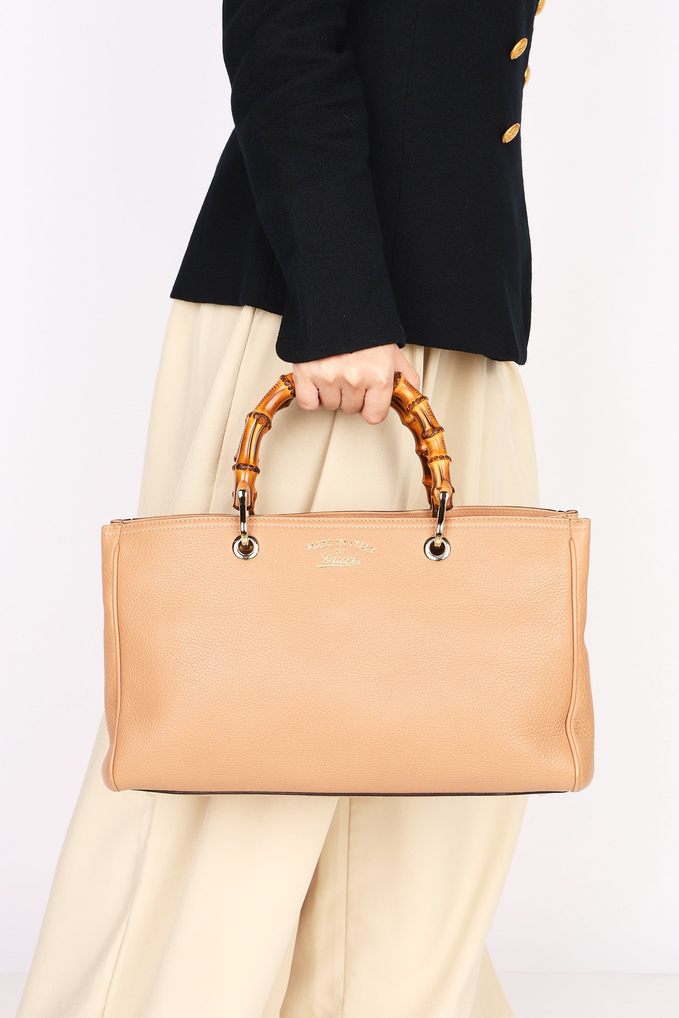 Gucci Medium Bamboo Shopper Tote Biege