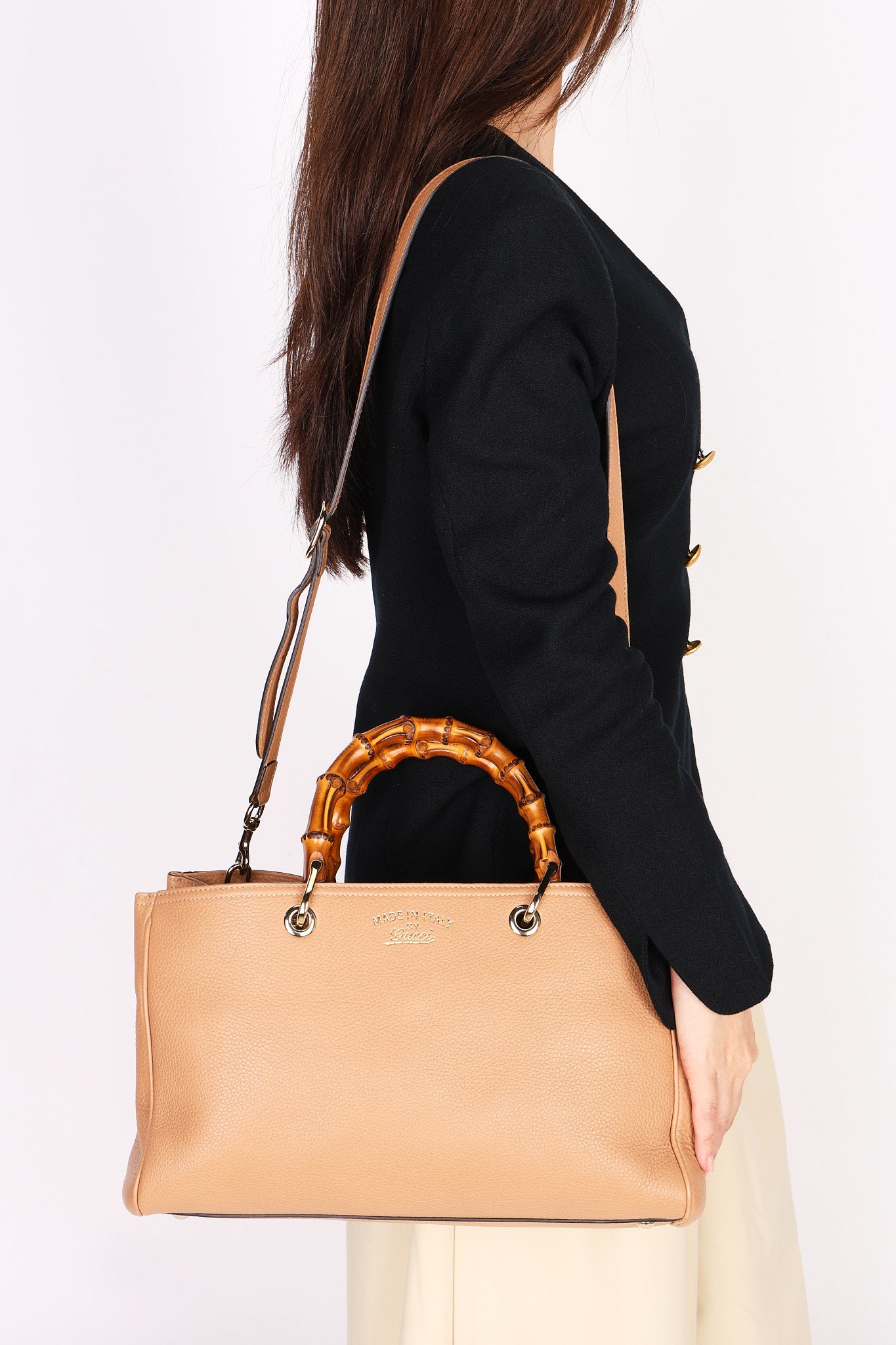 Gucci Medium Bamboo Shopper Tote Biege