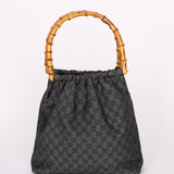 Gucci GG Denim Monogram Bamboo Top Handle Bag 1999
