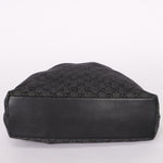 GUCCI Bamboo GG Monogram Denim Shoulder Bag Hand Bag Black