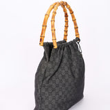 Gucci GG Denim Monogram Bamboo Top Handle Bag 1999