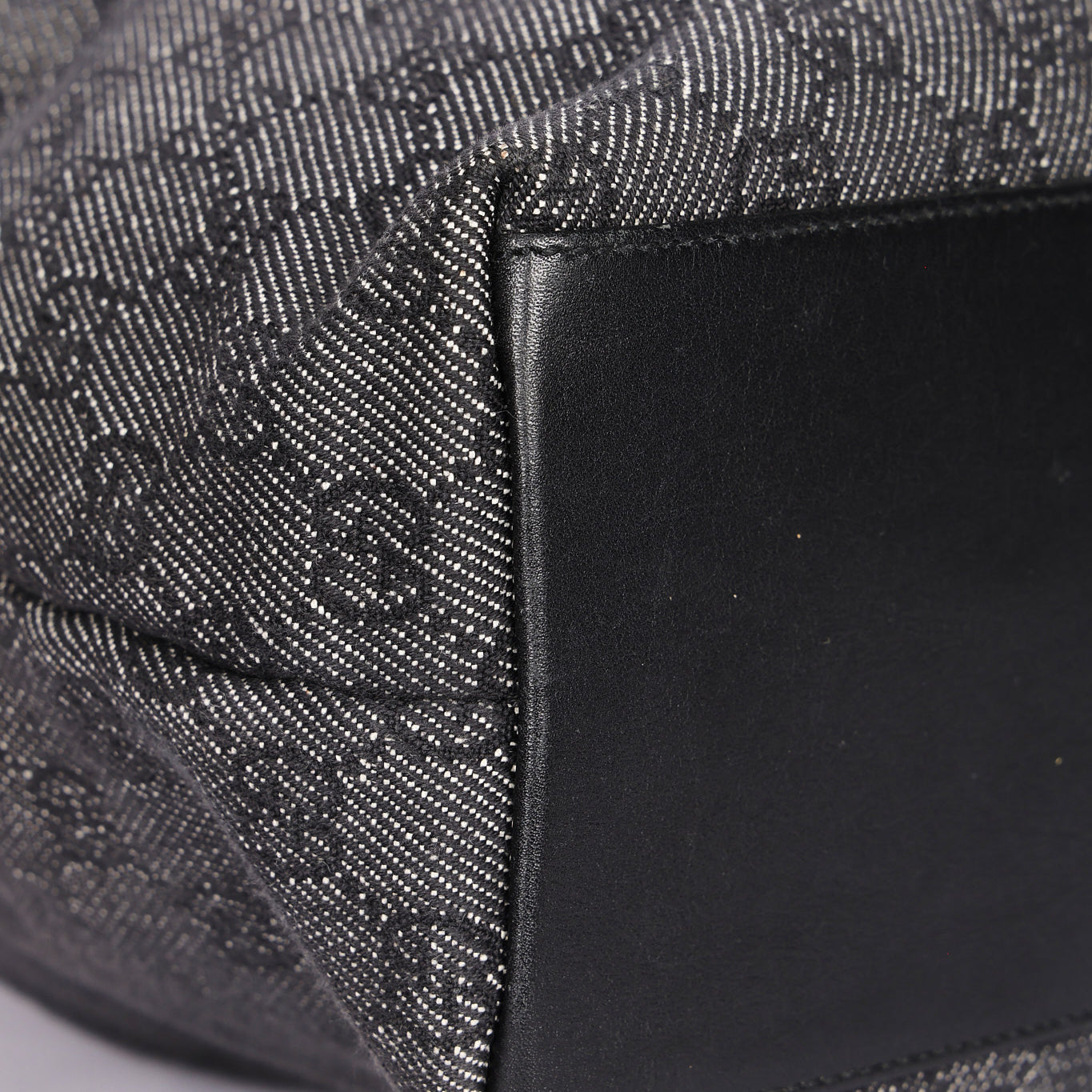 Gucci Monogram Denim Curtain Bamboo Top Handle Bag 1999