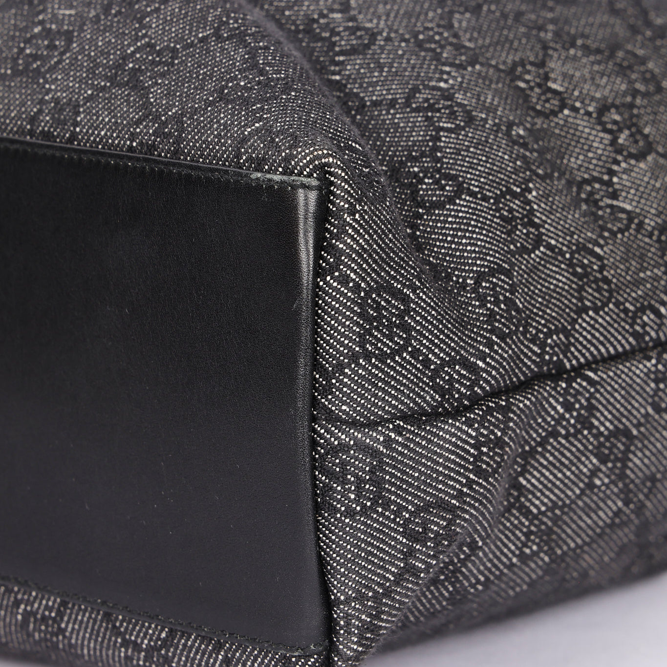 Gucci Monogram Denim Curtain Bamboo Top Handle Bag 1999