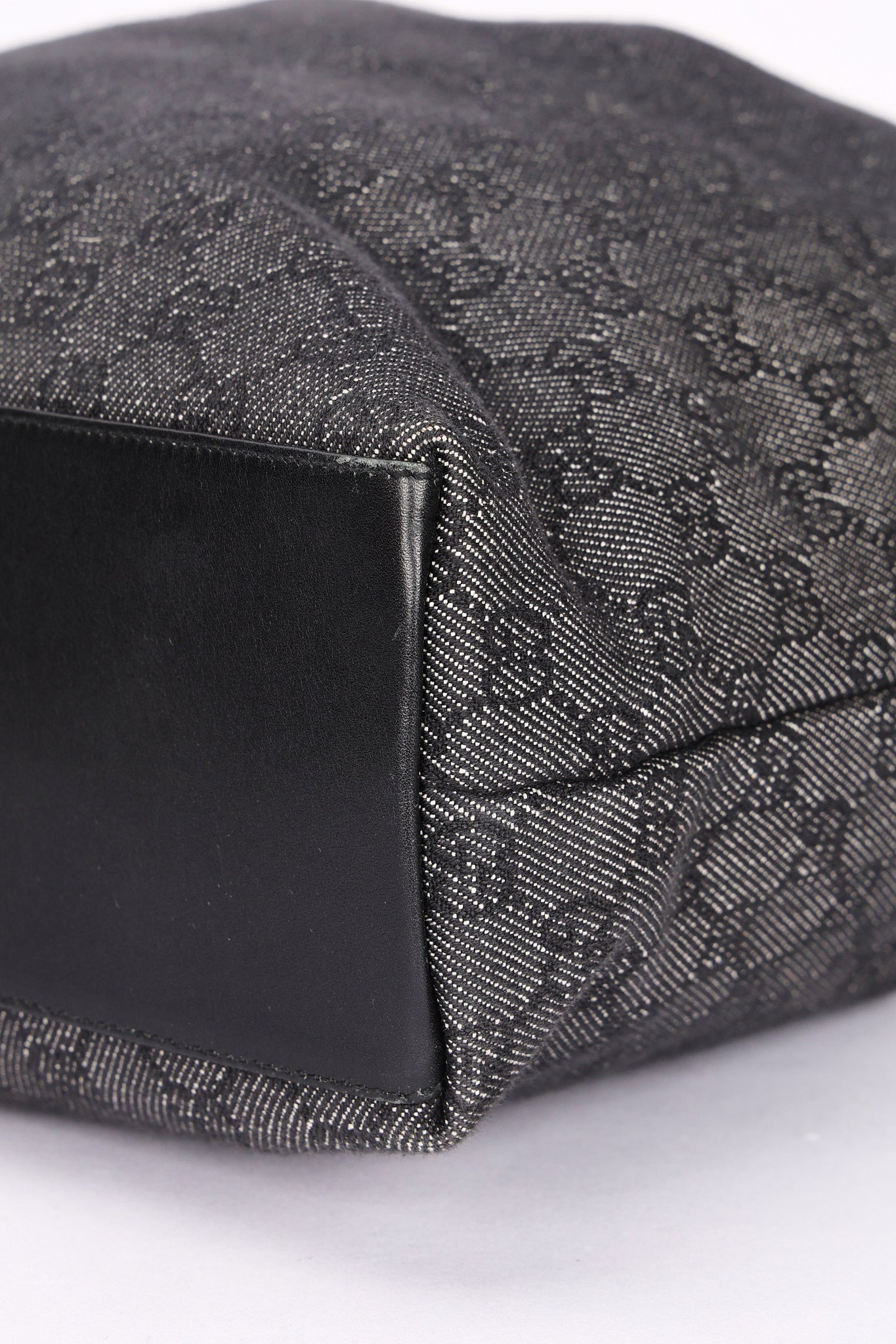 Gucci Monogram Denim Curtain Bamboo Top Handle Bag 1999