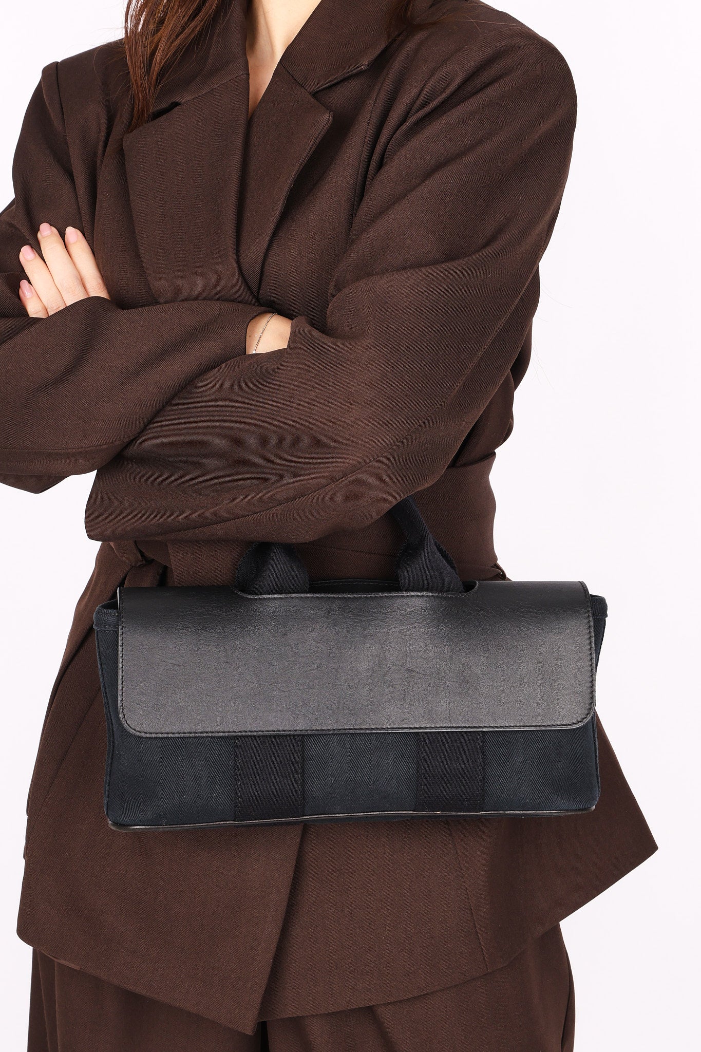 Hermès Valparaiso Long PM Noir Evercolor & Toile 2014 PHW