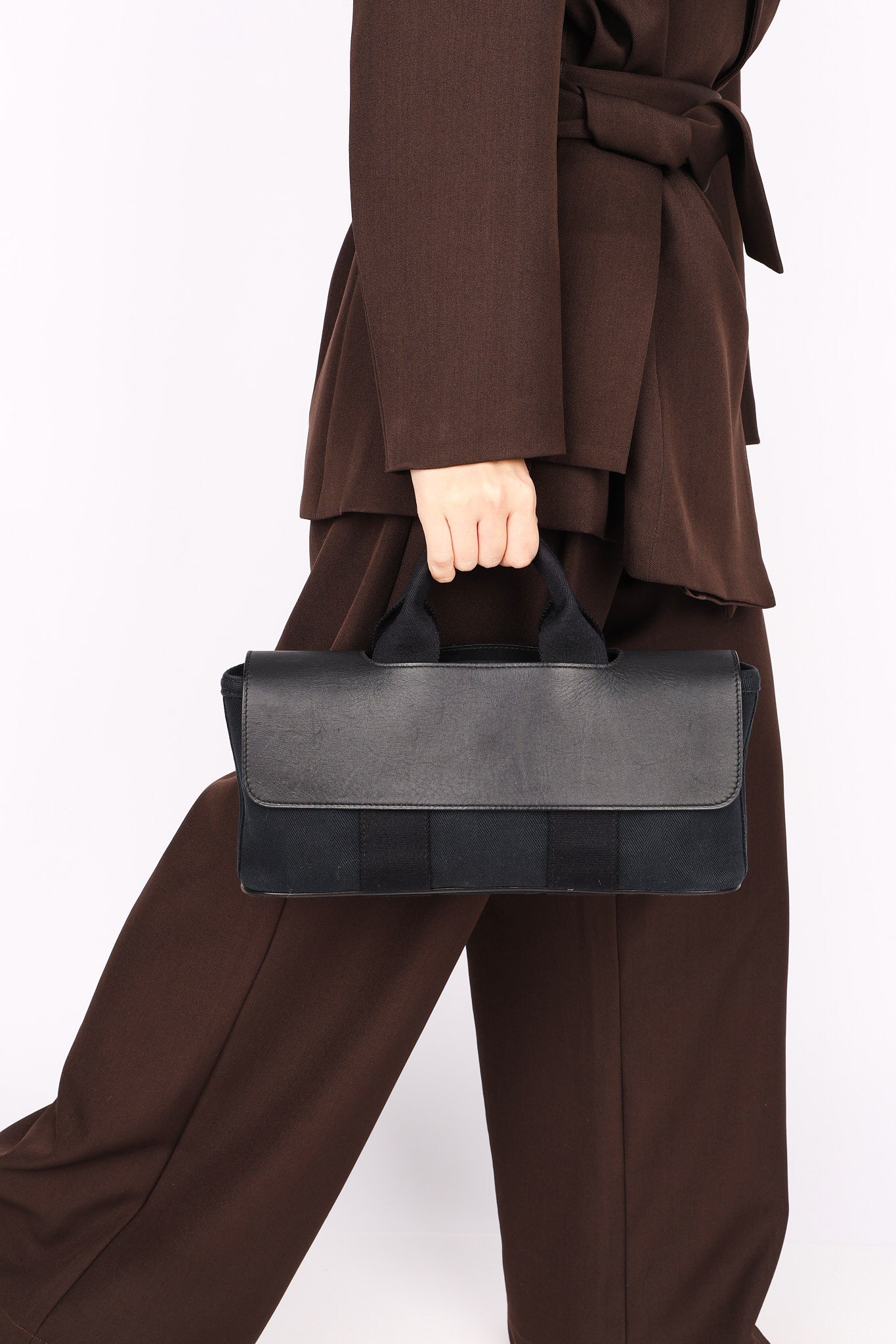 Hermès Valparaiso Long PM Noir Evercolor & Toile 2014 PHW