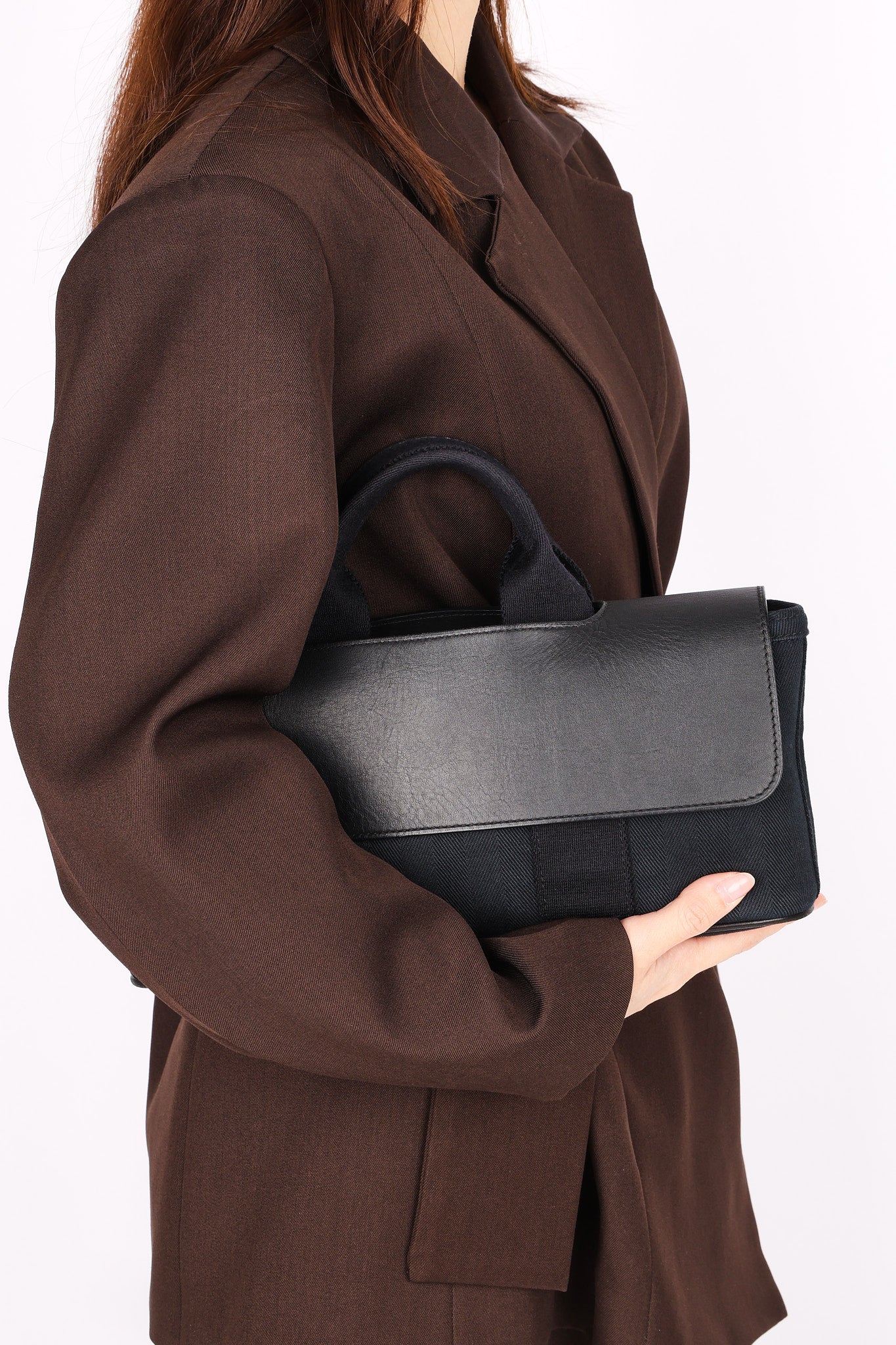 Hermès Valparaiso Long PM Noir Evercolor & Toile 2014 PHW