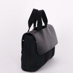 HERMES Valparaiso Long PM Toile Chevron Leather Hand Bag Black