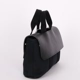 HERMES Valparaiso Long PM Toile Chevron Leather Hand Bag Black
