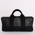 HERMES Valparaiso Long PM Toile Chevron Leather Hand Bag Black