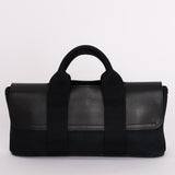 HERMES Valparaiso Long PM Toile Chevron Leather Hand Bag Black