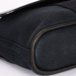 HERMES Valparaiso Long PM Toile Chevron Leather Hand Bag Black