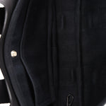HERMES Valparaiso Long PM Toile Chevron Leather Hand Bag Black