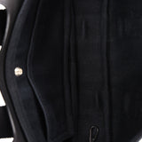 HERMES Valparaiso Long PM Toile Chevron Leather Hand Bag Black