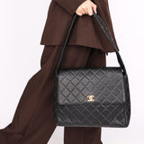 Chanel Kelly Shoulder Bag Black Caviar 1996 24K GP